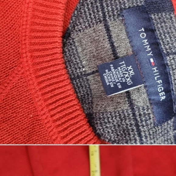 Tommy Hilfiger Red V‎ neck sweater XXL - Picture 3 of 8